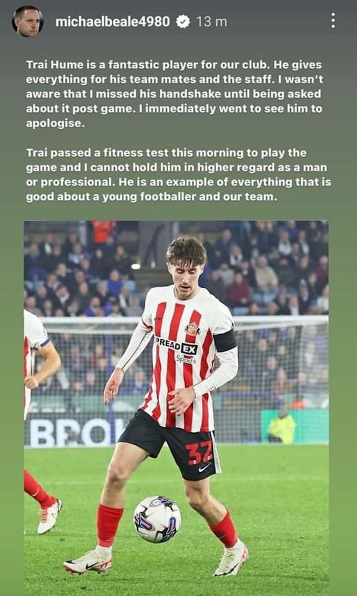 Michael Beale Trai Hume explanation